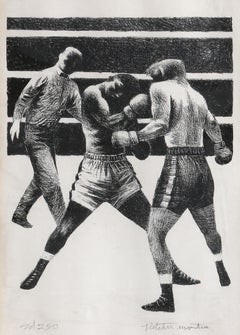 Toe to Toe, Boxing Lithograph by Fletcher Martin 1942
