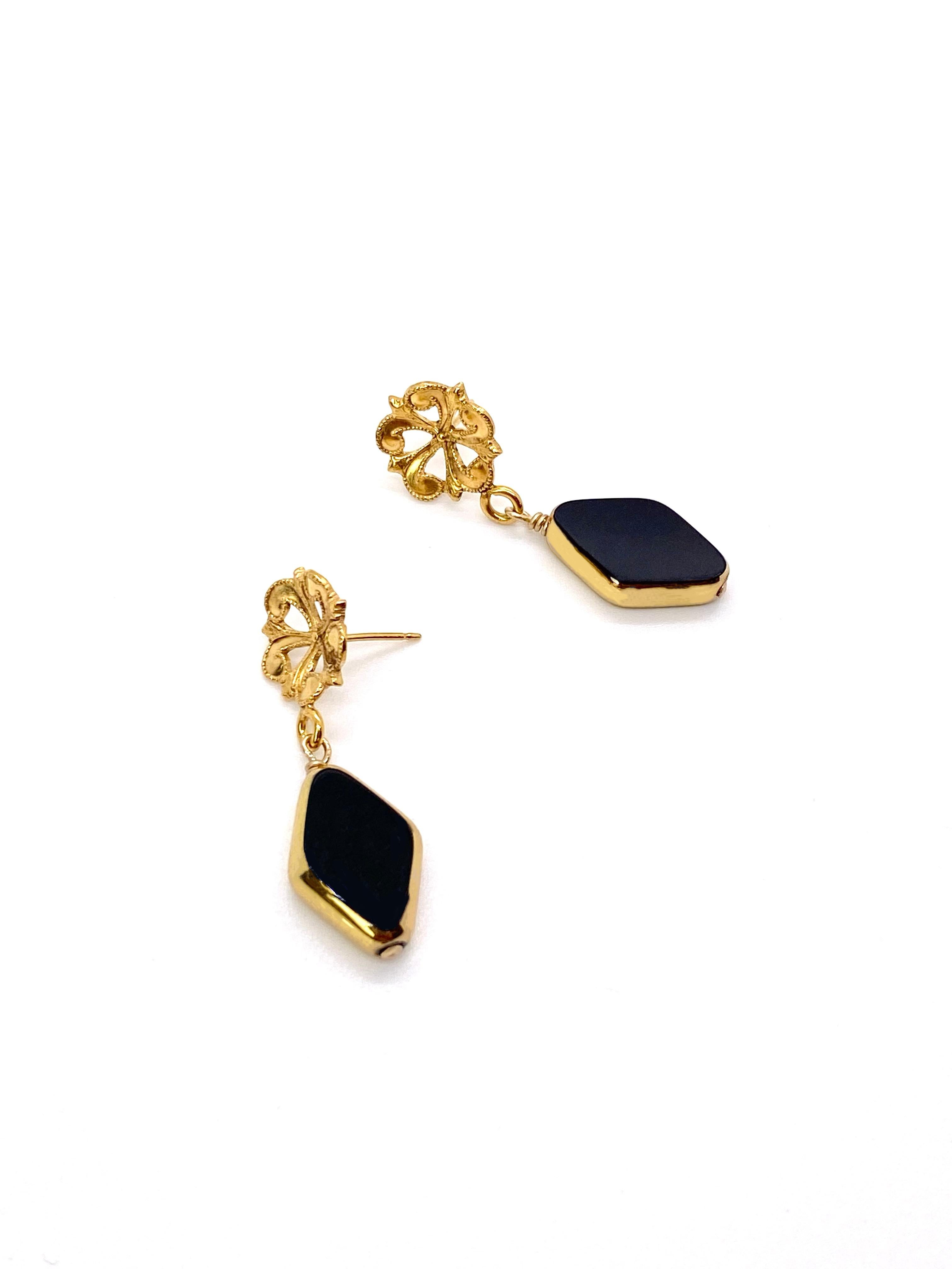 Fleur Art Deco German Earrings in Black 2 For Sale 1