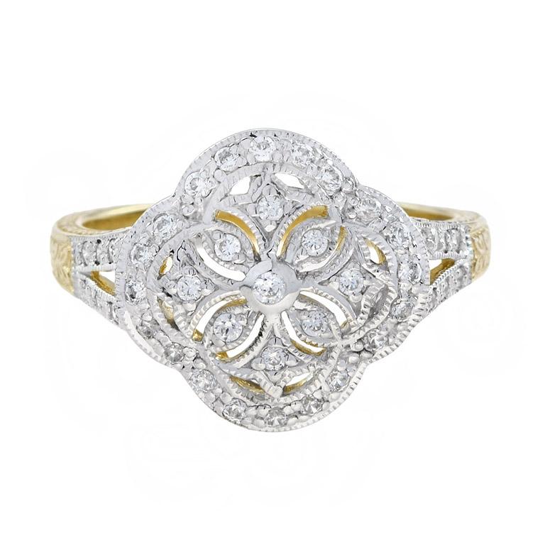 For Sale:  Diamond Ring in 14K Two Tone Gold 4