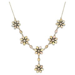 Fleur Blossom Victorian Style Opal Necklace in 9K Yellow Gold