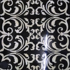 Fleur Cube End Table / Stool Made with Grey/ Black Resin with Baroque Bone Inlay