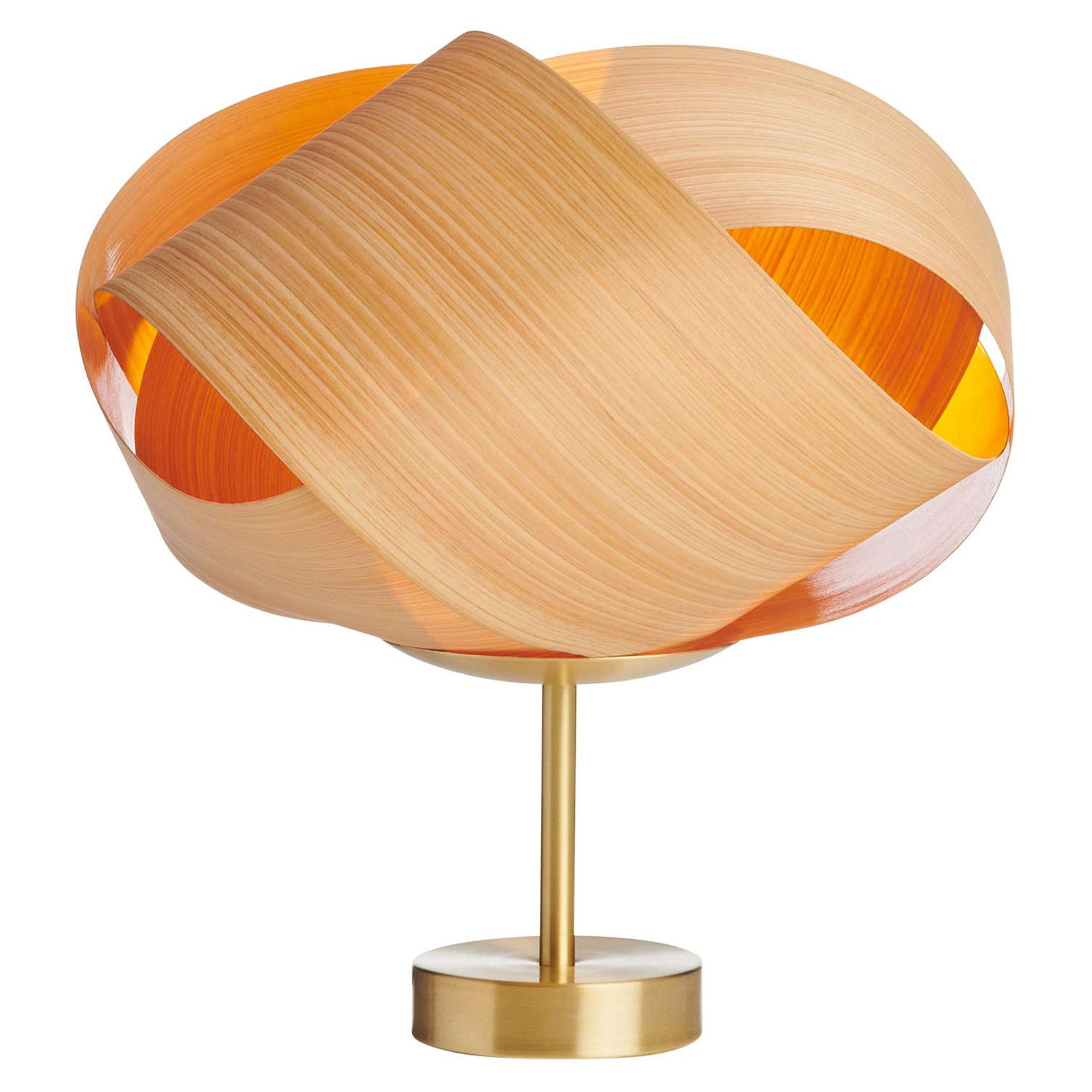 Limited-Edition Cypress Wood Accent Light with Brushed Brass Stand