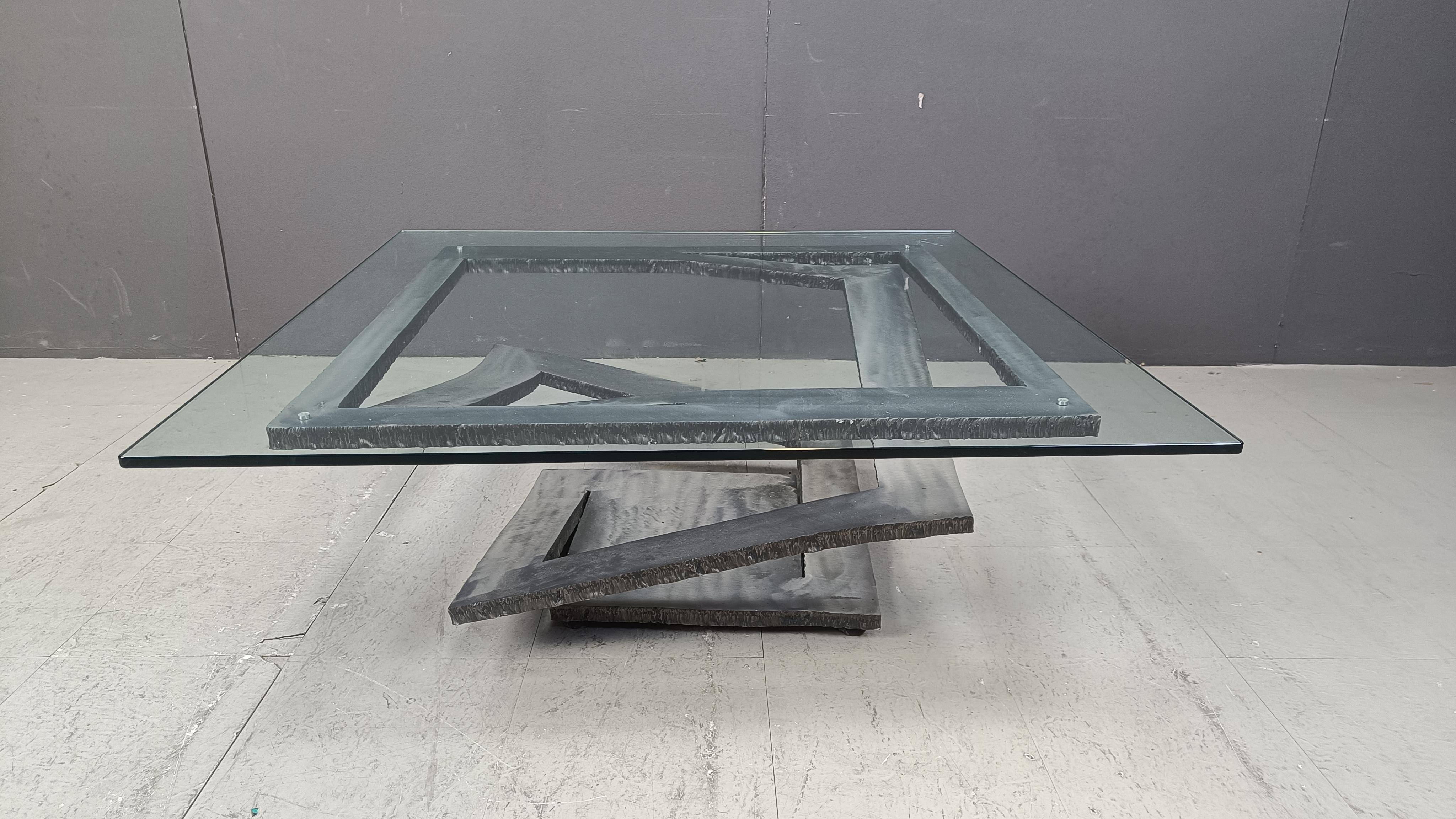 Table basse Fleur de Fer de Maurice Barilone, années 1980 Bon état - En vente à Leuven, Vlaams Gewest