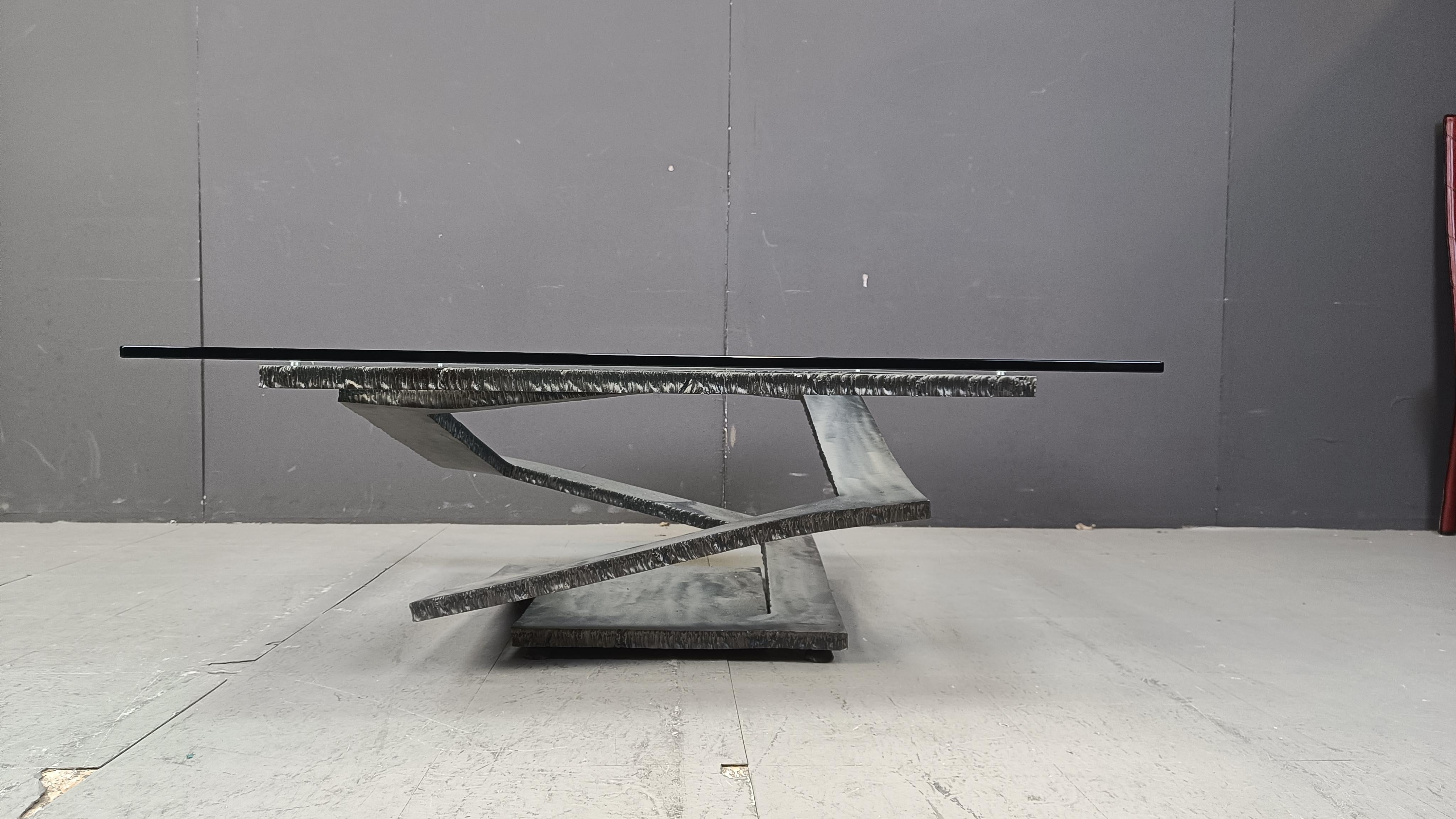 Fin du 20e siècle Table basse Fleur de Fer de Maurice Barilone, années 1980 en vente