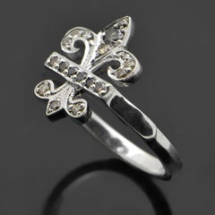 Fleur-de-Lis 14 Karat White Gold with Diamonds