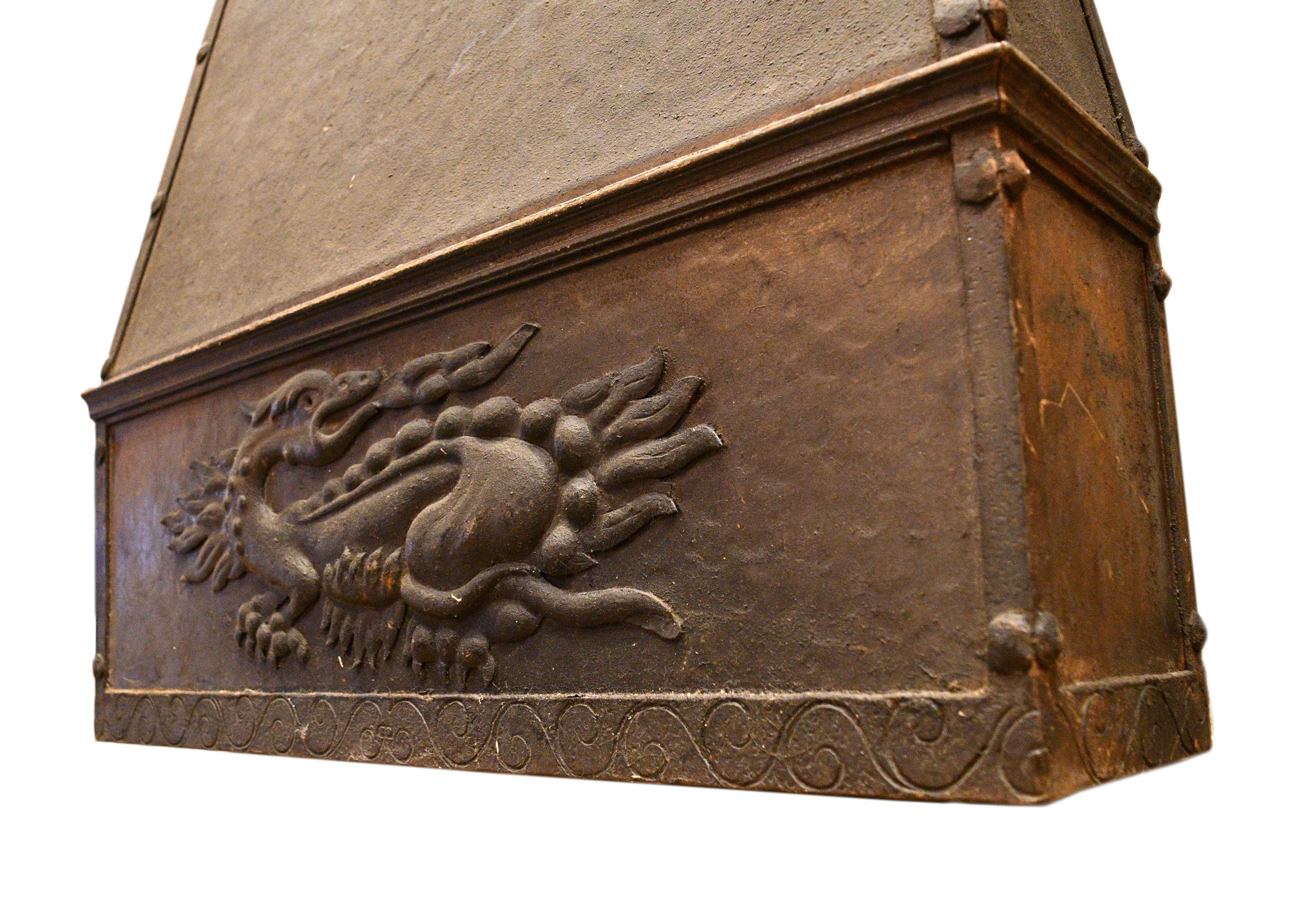 Gothic Fleur De Lis and Dragon Stove Hood