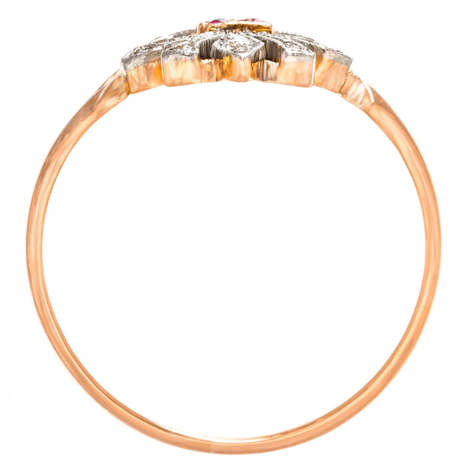 Fleur-de-Lis-Art Deco-Ring im Zustand „Hervorragend“ in Litchfield, CT