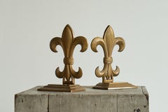 'Fleur-de-Lis' Bookends in Patinated Brass 1960s