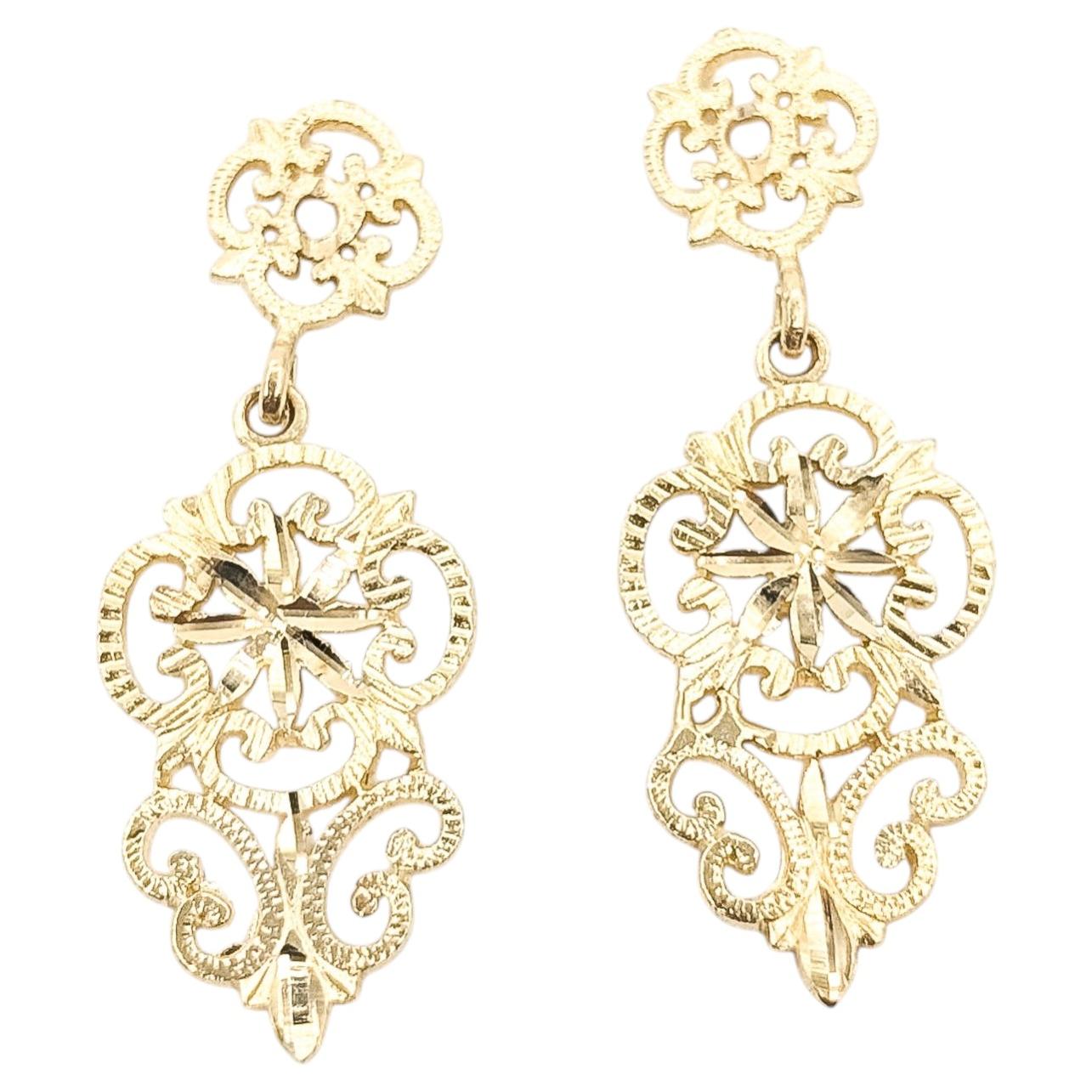 Fleur-de-Lis Ohrringmäntel aus 14k Gelbgold