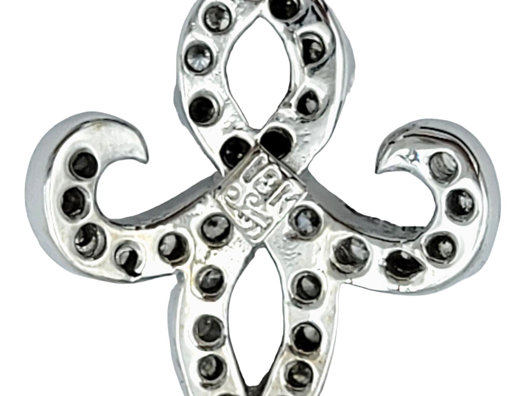 Women's Fleur De Lis Dangle Earrings with Diamonds and Briolette Topaz in 18 Karat Gold For Sale