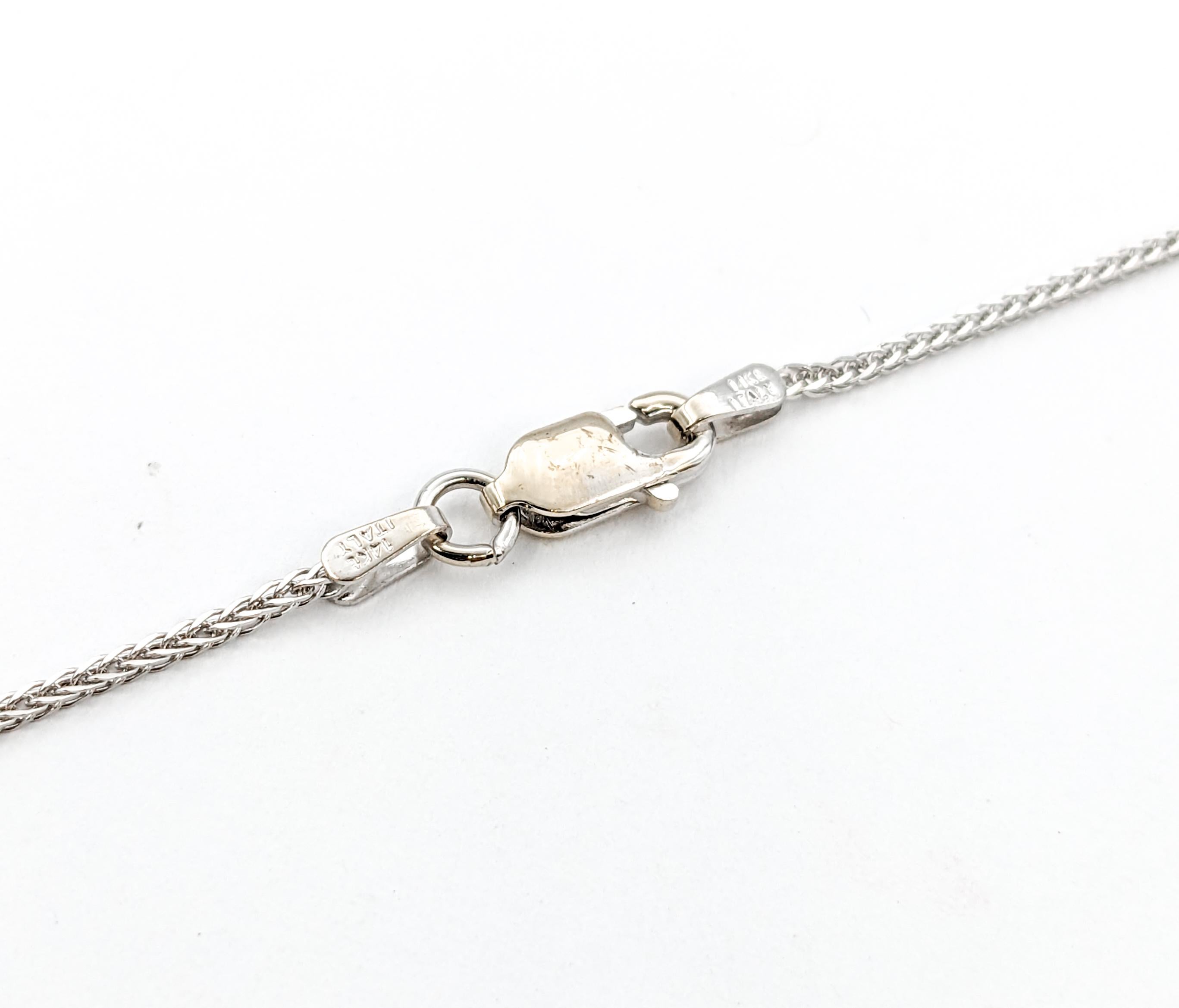 Contemporary Fleur De Lis Diamond Cut Pendant With Chain In White Gold  For Sale