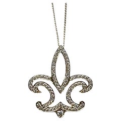 Fleur-de-Lis Diamant-Anhänger und Kette, 18 Karat Gelbgold .50 Karat insgesamt