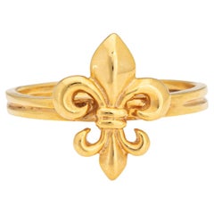 Fleur de Lis Ring Conversion Vintage 14k Gelbgold Gr. 7 Stapelband Nachlass