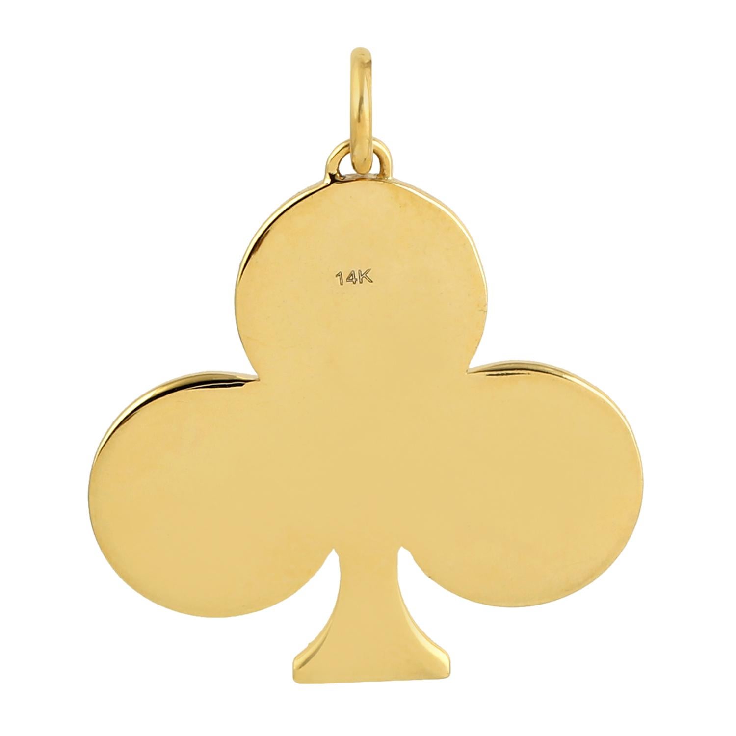 Donna Ciondolo con simbolo Fleur De Lis, diamanti e smalto nero in oro bianco 14 carati in vendita