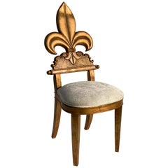 Fleur de Lis Vanity Chair in Antique Gold