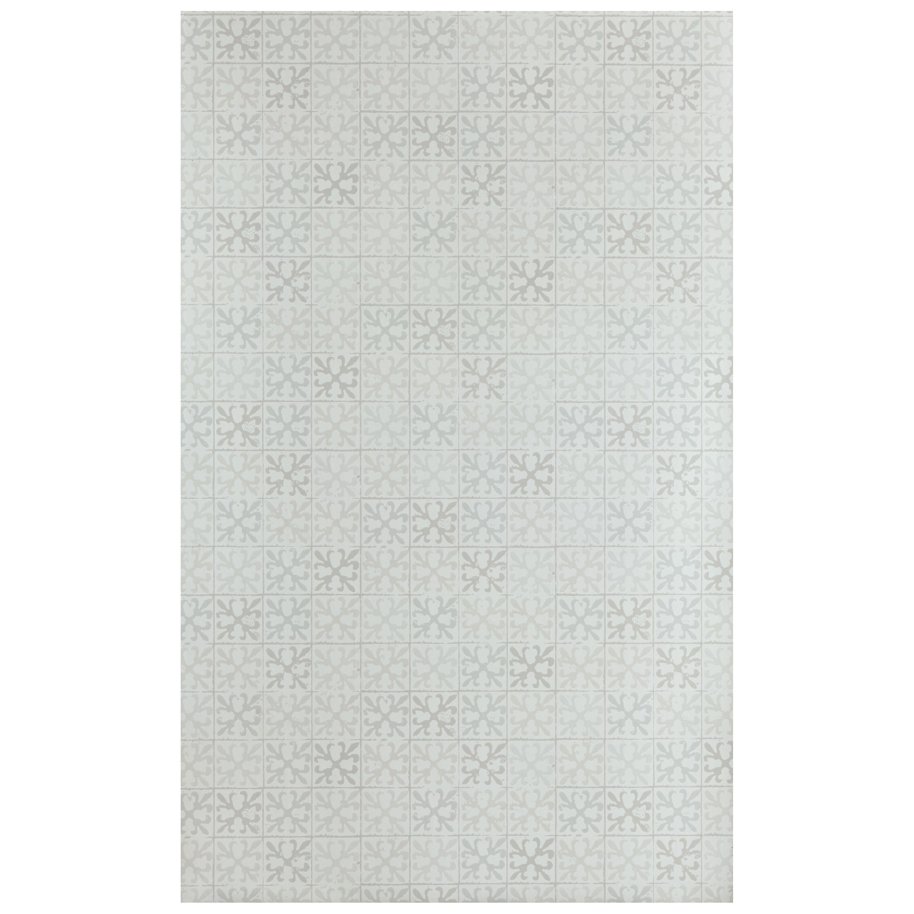 'Fleur de Lys Tile' Contemporary, Traditional Wallpaper in Vintage Grey For Sale