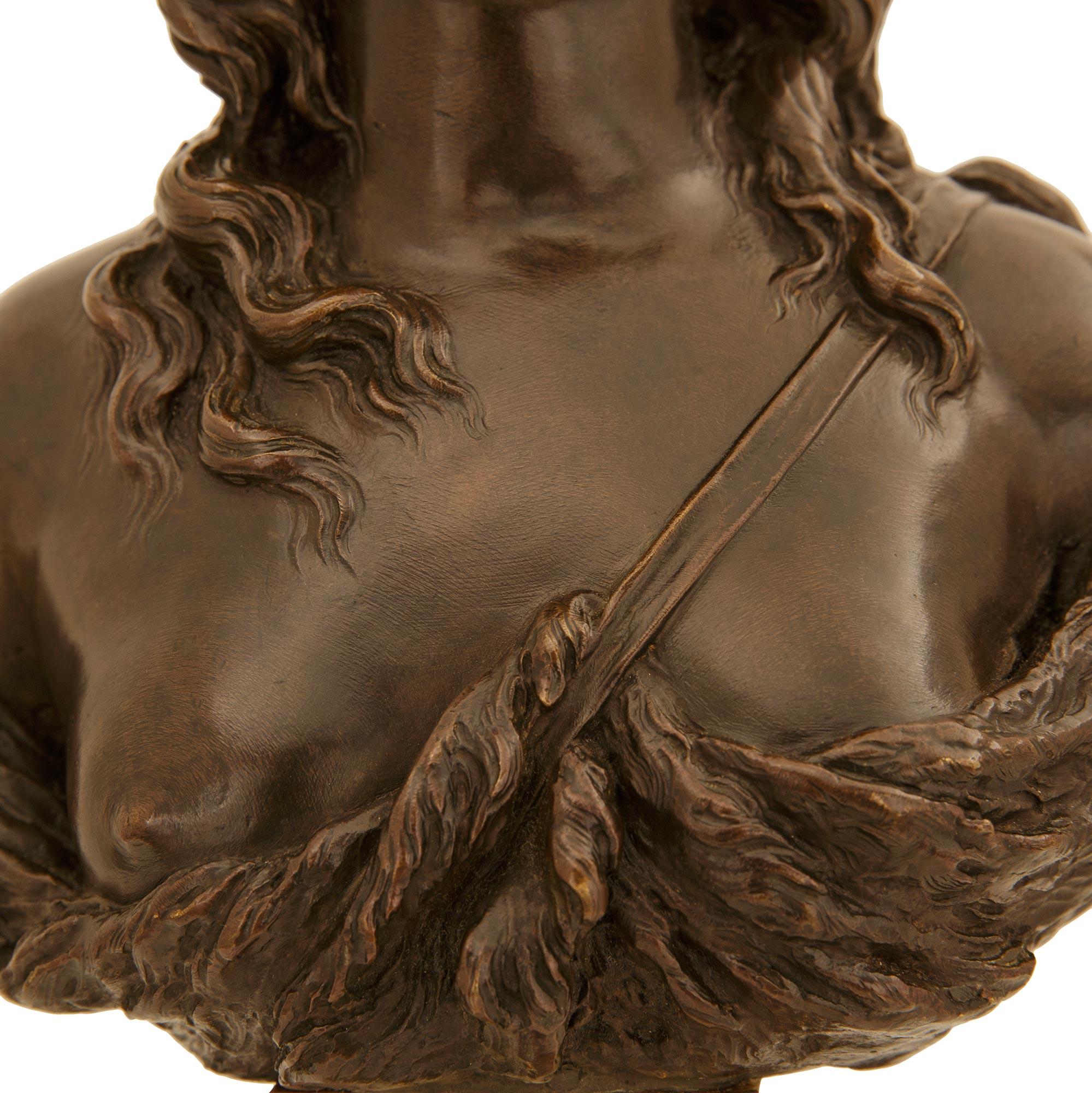 Fleur de Pêcher marble bust of a young Baccante, signed Marin, 1794 For Sale 1