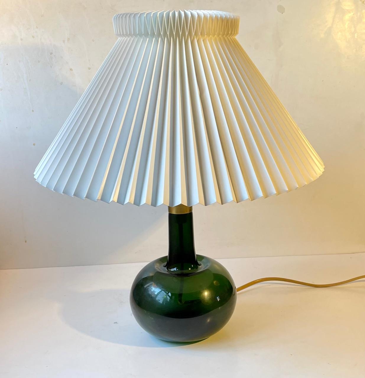Fleur, Deep Green Glass Table Lamp by Michael Bang for Holmegaard, 1970s 1