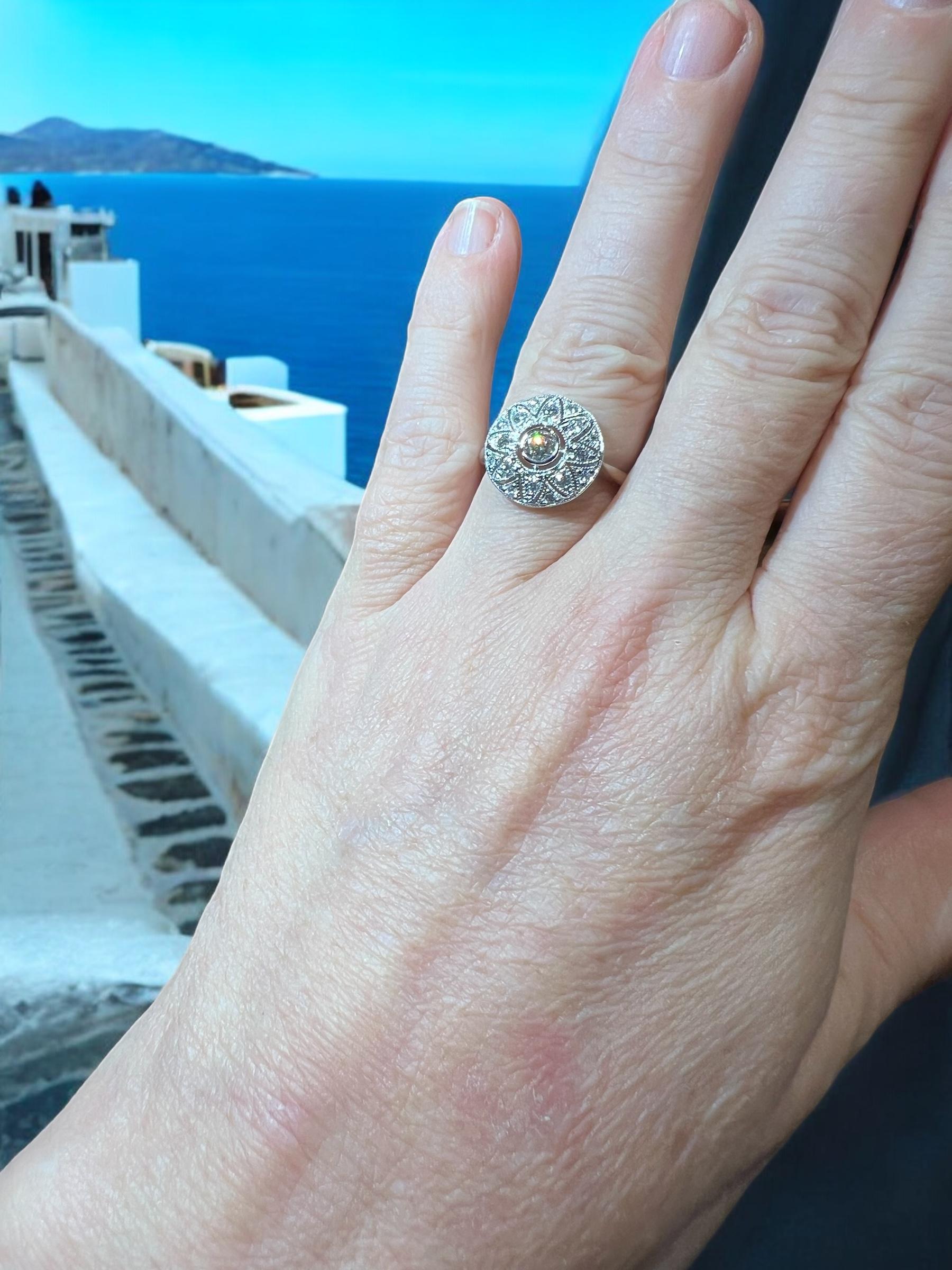 Ring “ROSACE motif” 0.58 carat pave diamonds 
