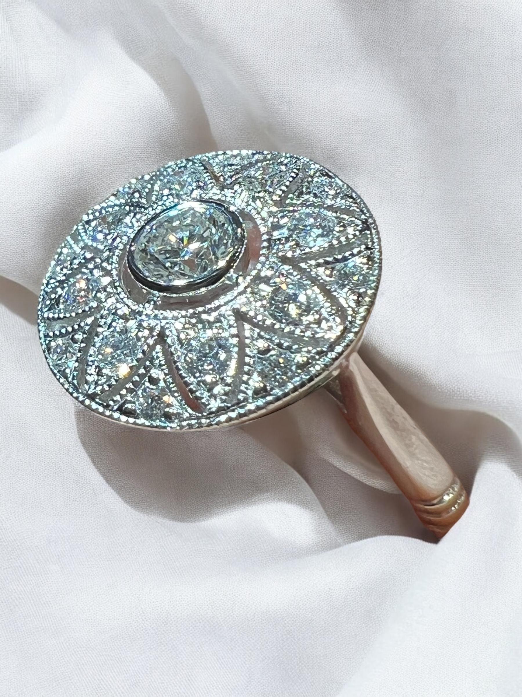 Ring “ROSACE motif” 0.58 carat pave diamonds 
