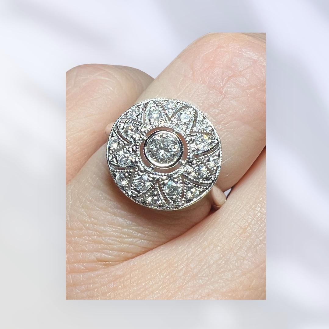 Women's Ring “ROSACE motif” 0.58 carat pave diamonds 