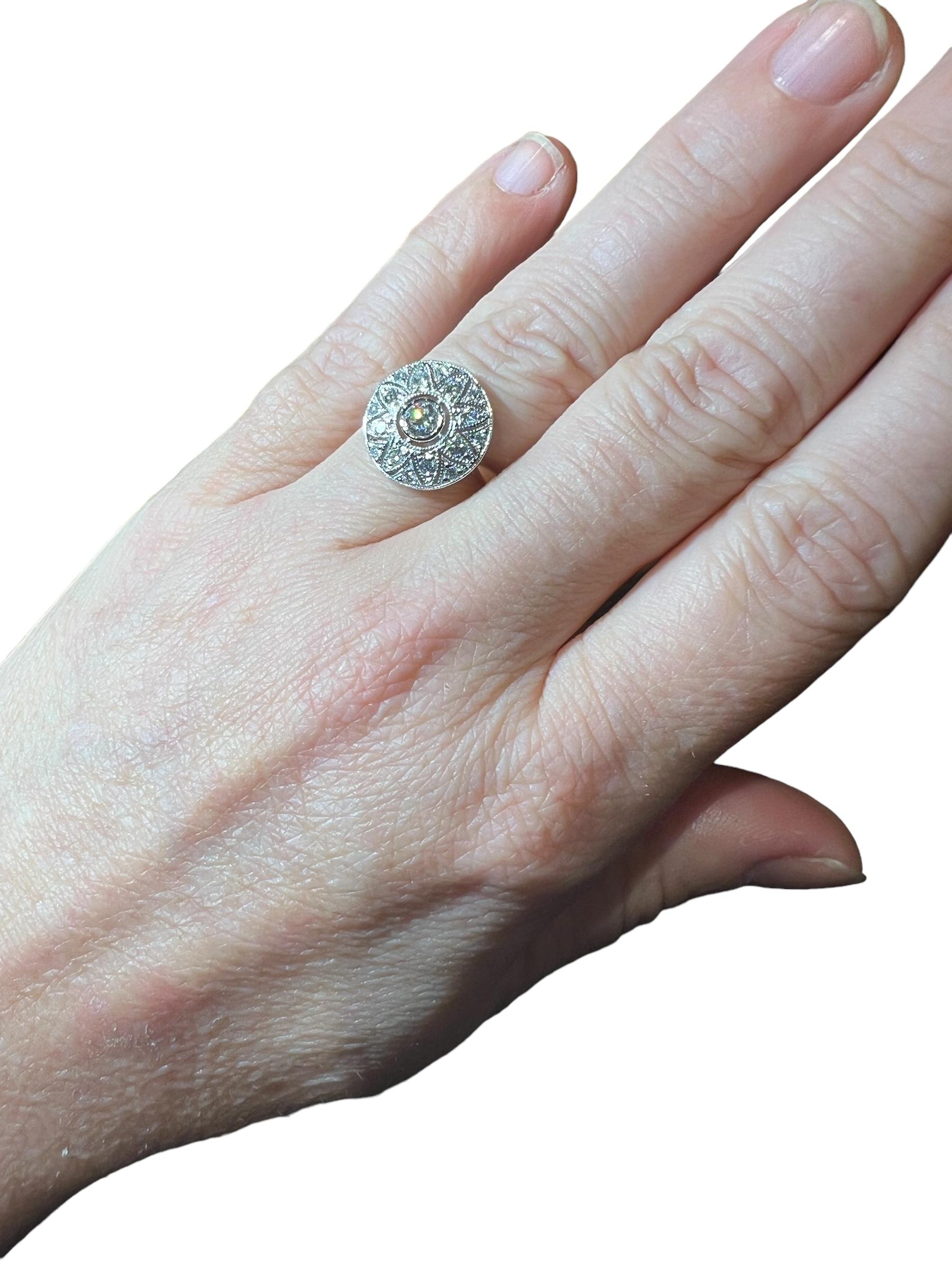 Ring “ROSACE motif” 0.58 carat pave diamonds 
