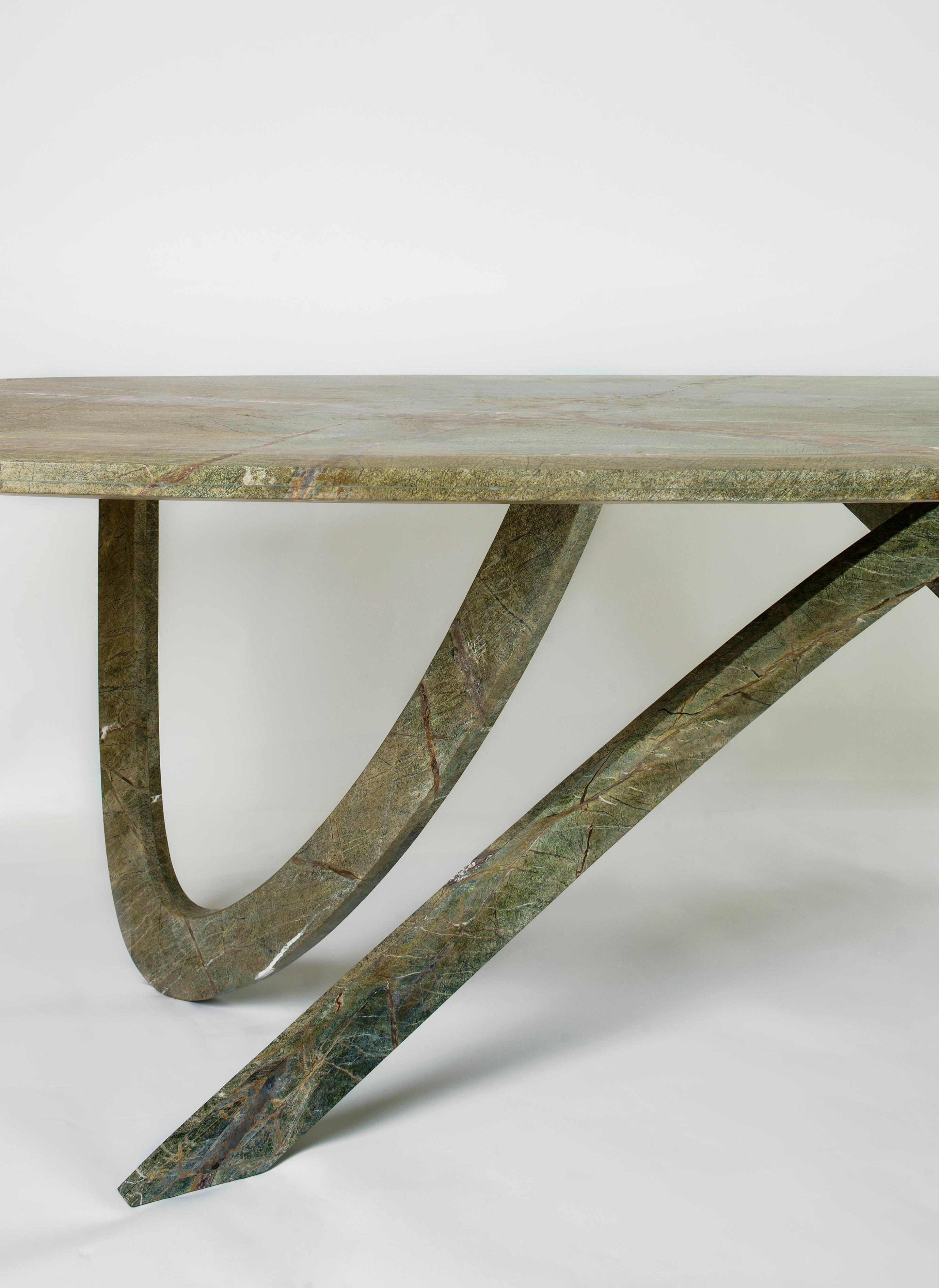 Art nouveau Table de salle à manger Fleur en marbre vert par Dam Atelier pour Delvis Unlimited  en vente