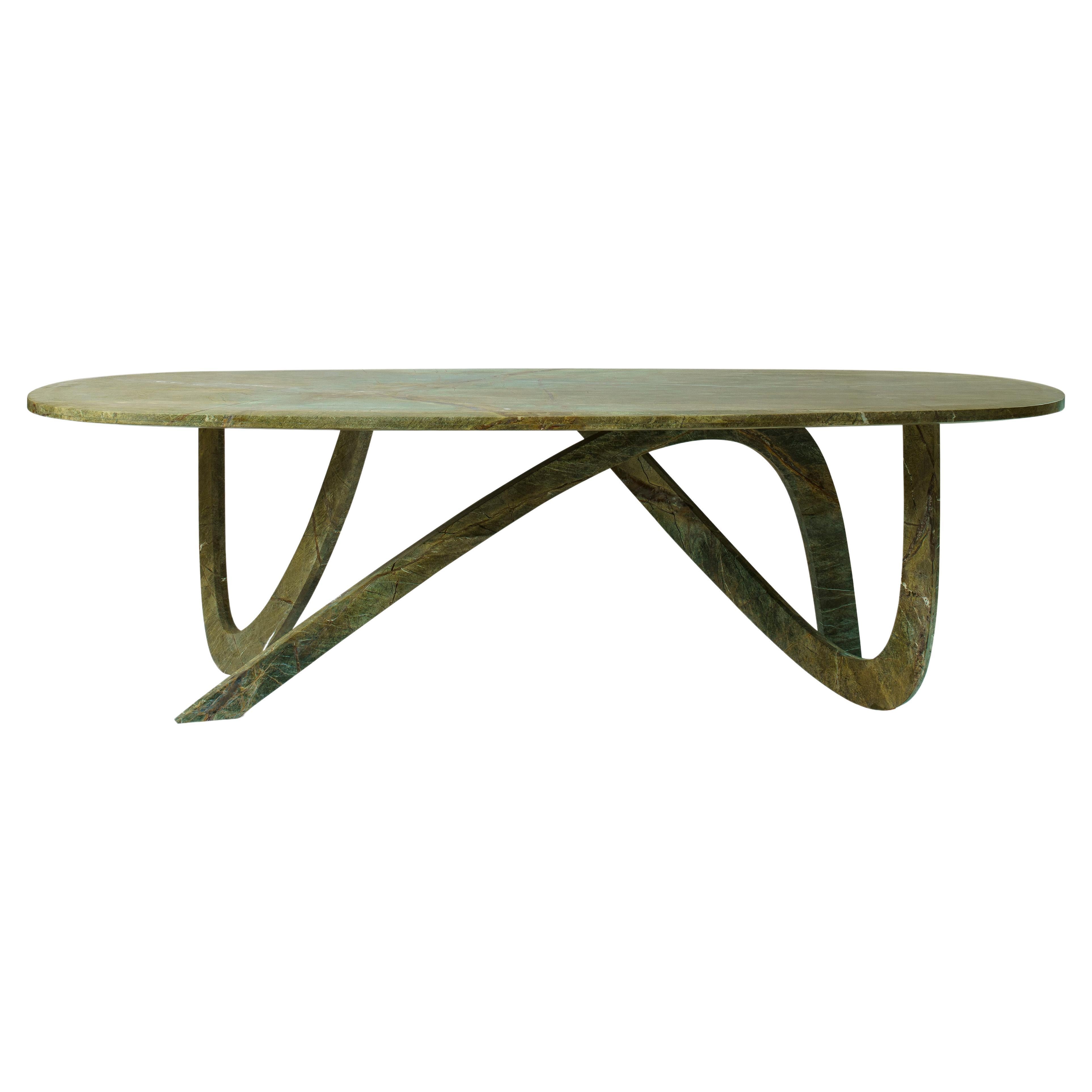 Fleur Dining Table by Dam Atelier for Delvis Unlimited Green Marble 