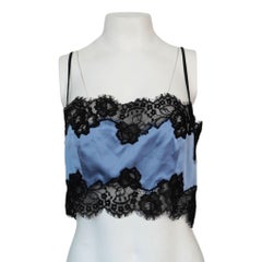 Fleur Du Mal - Canotta in pizzo blu e nero Fleur Du Mal
