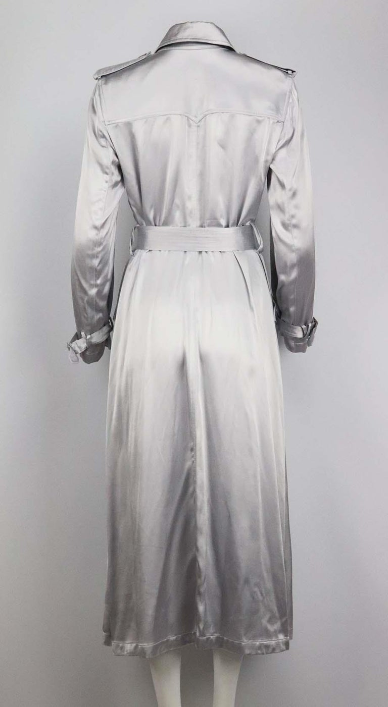 Fleur Du Mal Double Breasted Satin Trench Coat US 6 UK 10 For Sale at