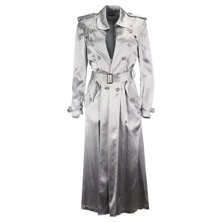 Fleur Du Mal Double Breasted Satin Trench Coat US 6 UK 10 For Sale at ...