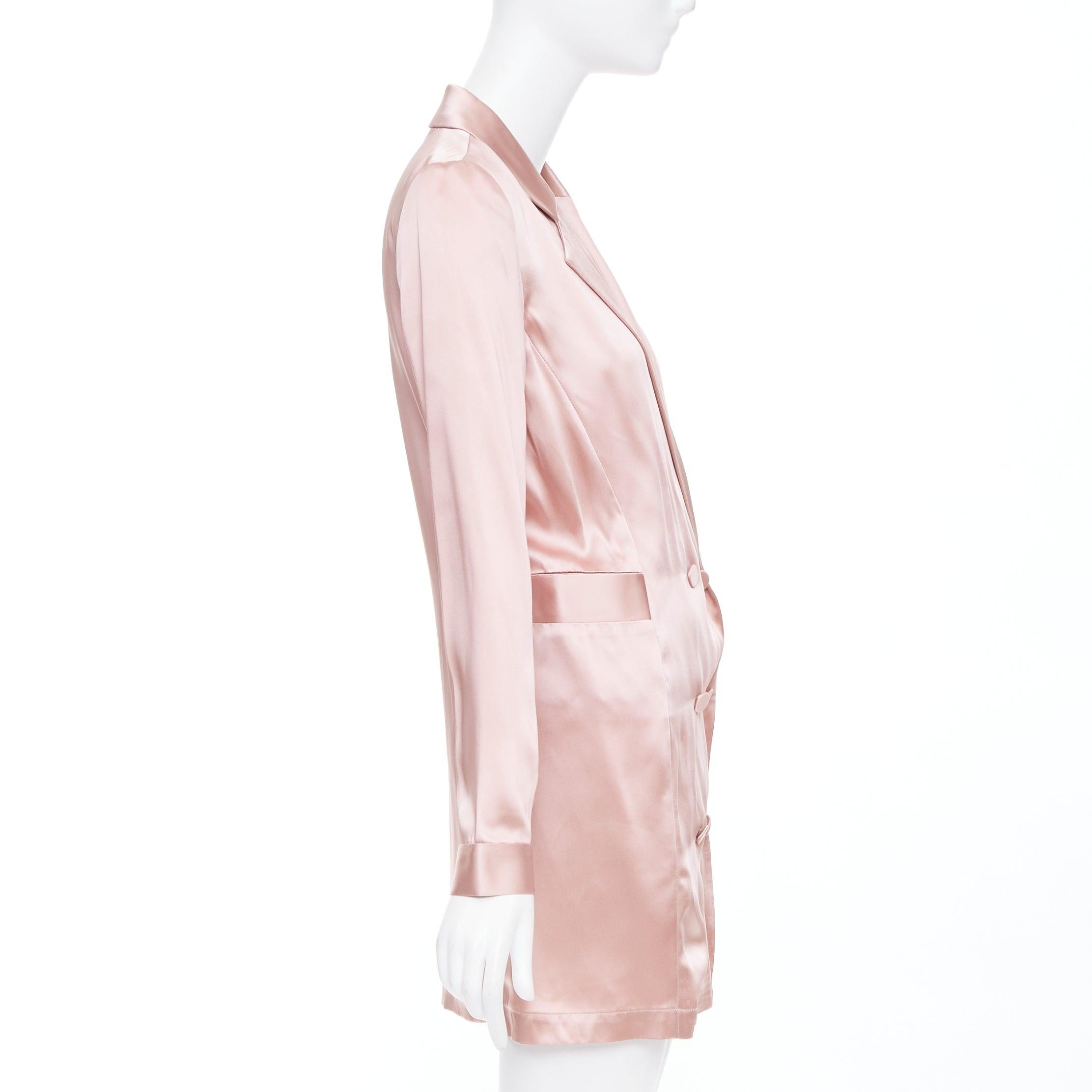 De las mujeres FLEUR DU MAL abrigo blazer largo con bolsillos de seda rosa US0 XS en venta