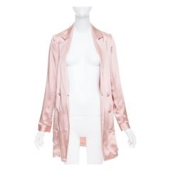 FLEUR DU MAL abrigo blazer largo con bolsillos de seda rosa US0 XS