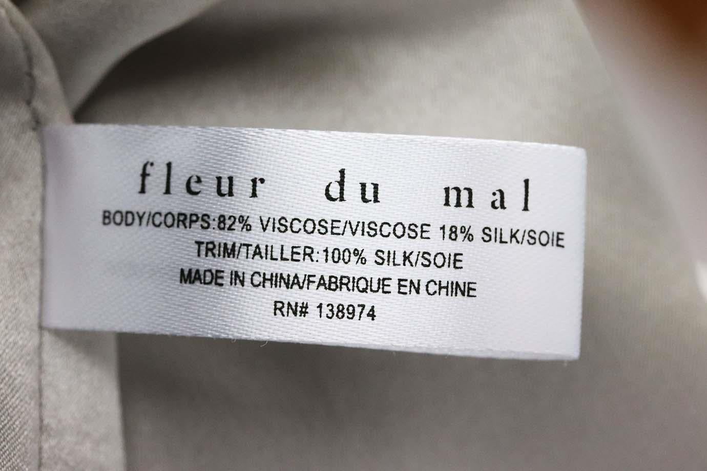 Women's Fleur Du Mal Silk Charmeuse Trimmed Velvet Robe Small/Medium