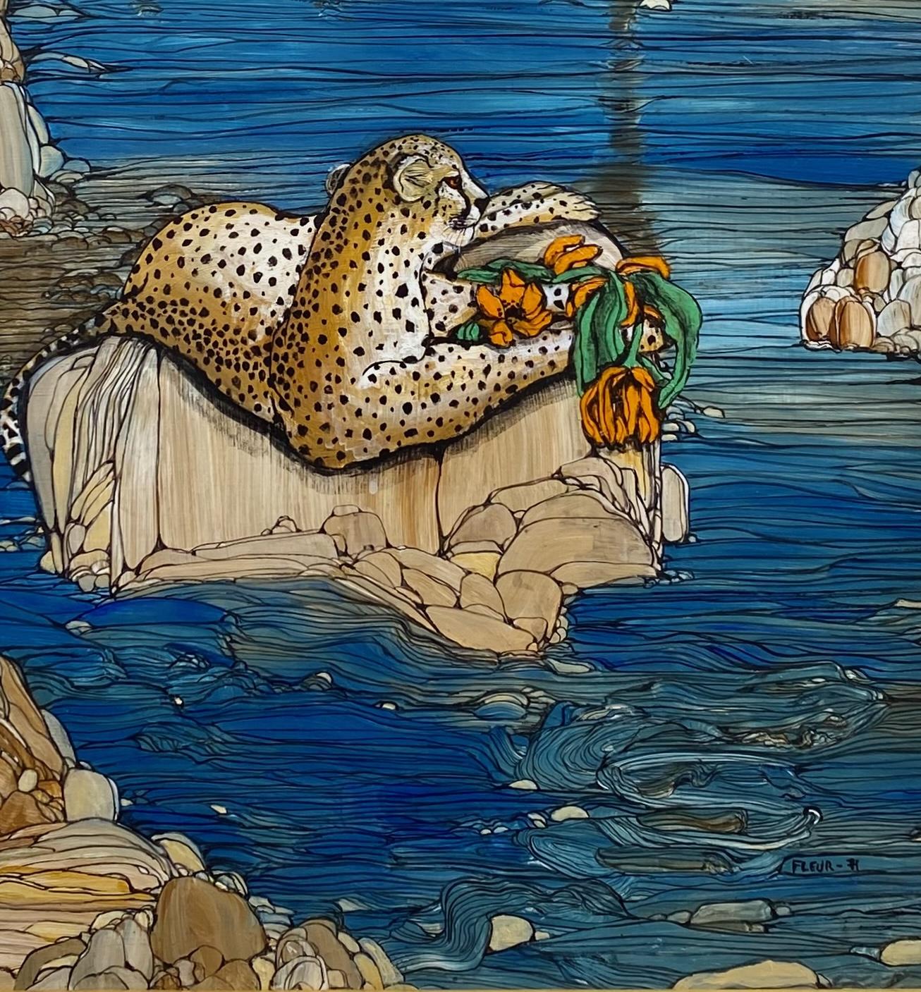 Stelldichein  Acryl auf Karton von Fleur Fenton Cowles im Angebot 3