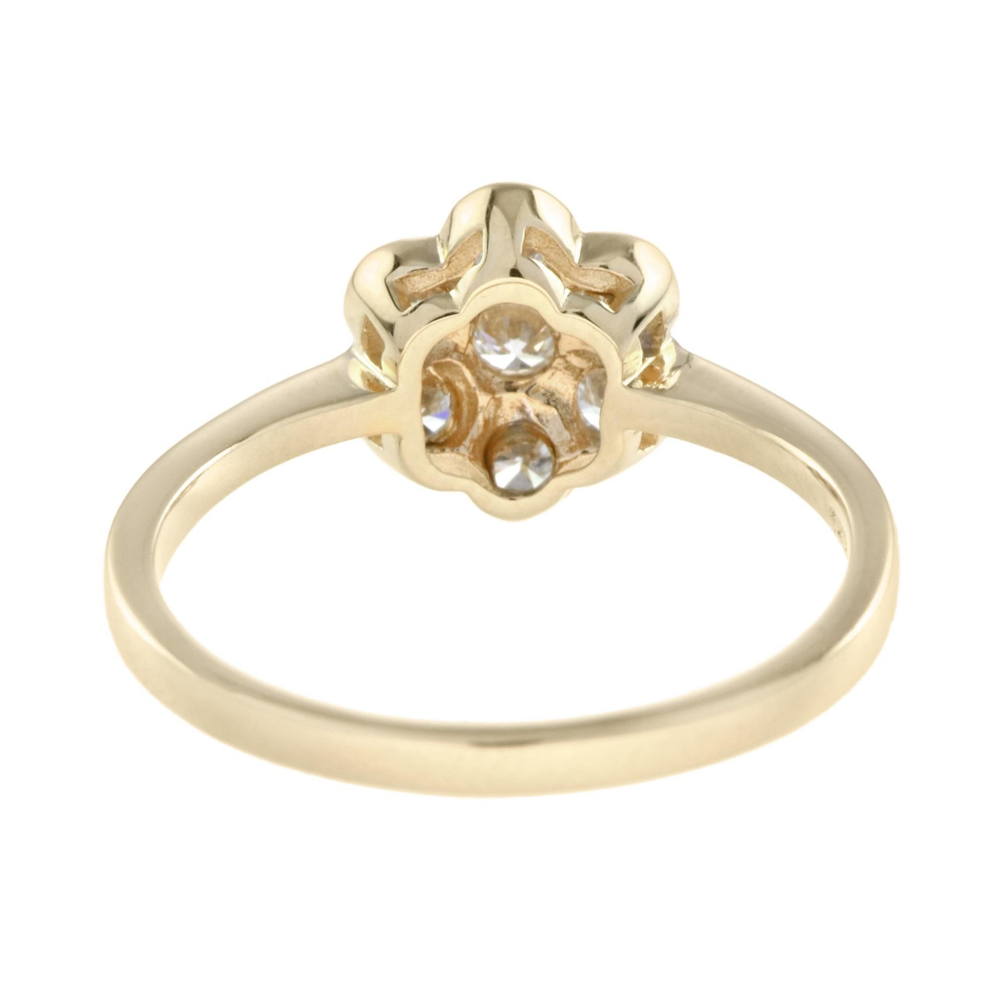 Bague et boucles d'oreilles Fleur Floral Cluster Diamonds en or jaune 14K Neuf - En vente à Oakton, VA