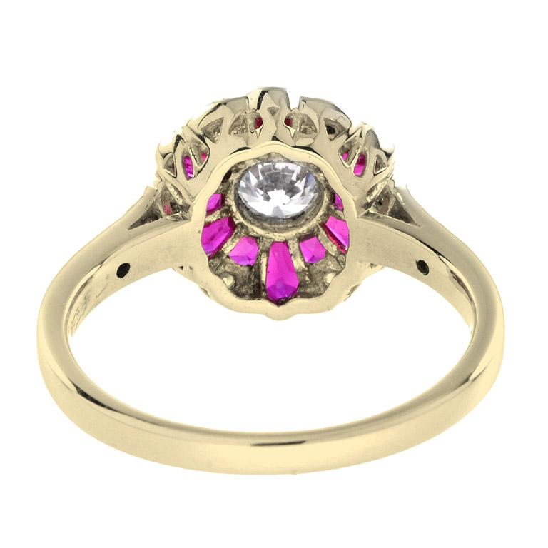For Sale:  Natural Ruby and Diamond Art Deco Ring in 18K Yellow Gold 5