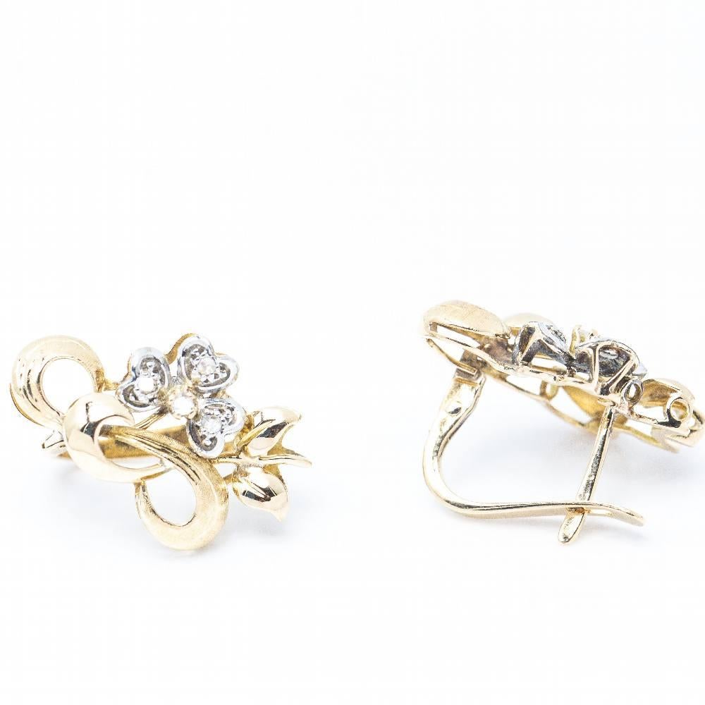 Art Nouveau FLEUR NOUVEAU Earrings in Gold and Platinum For Sale