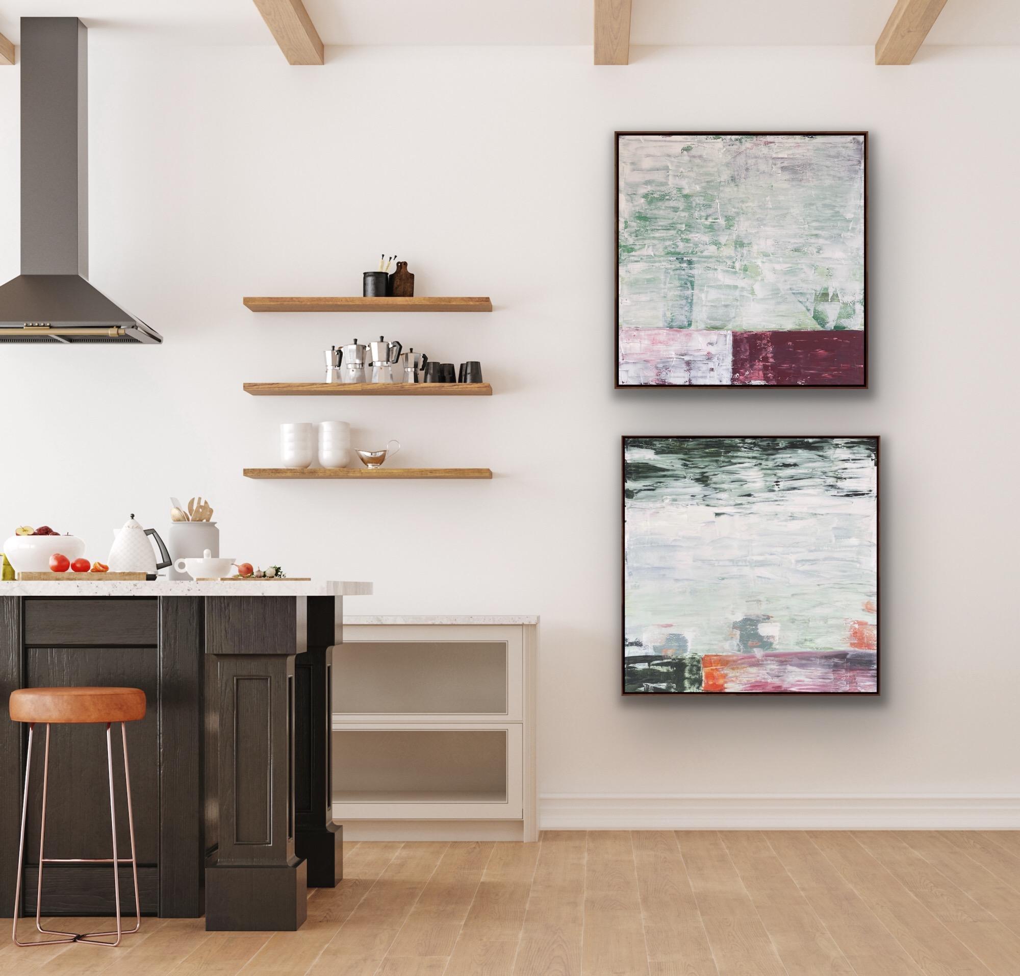 Herbst-Sonnenaufgang und drei Gefäße Diptychon, Gemälde im abstrakten Stil im Angebot 8