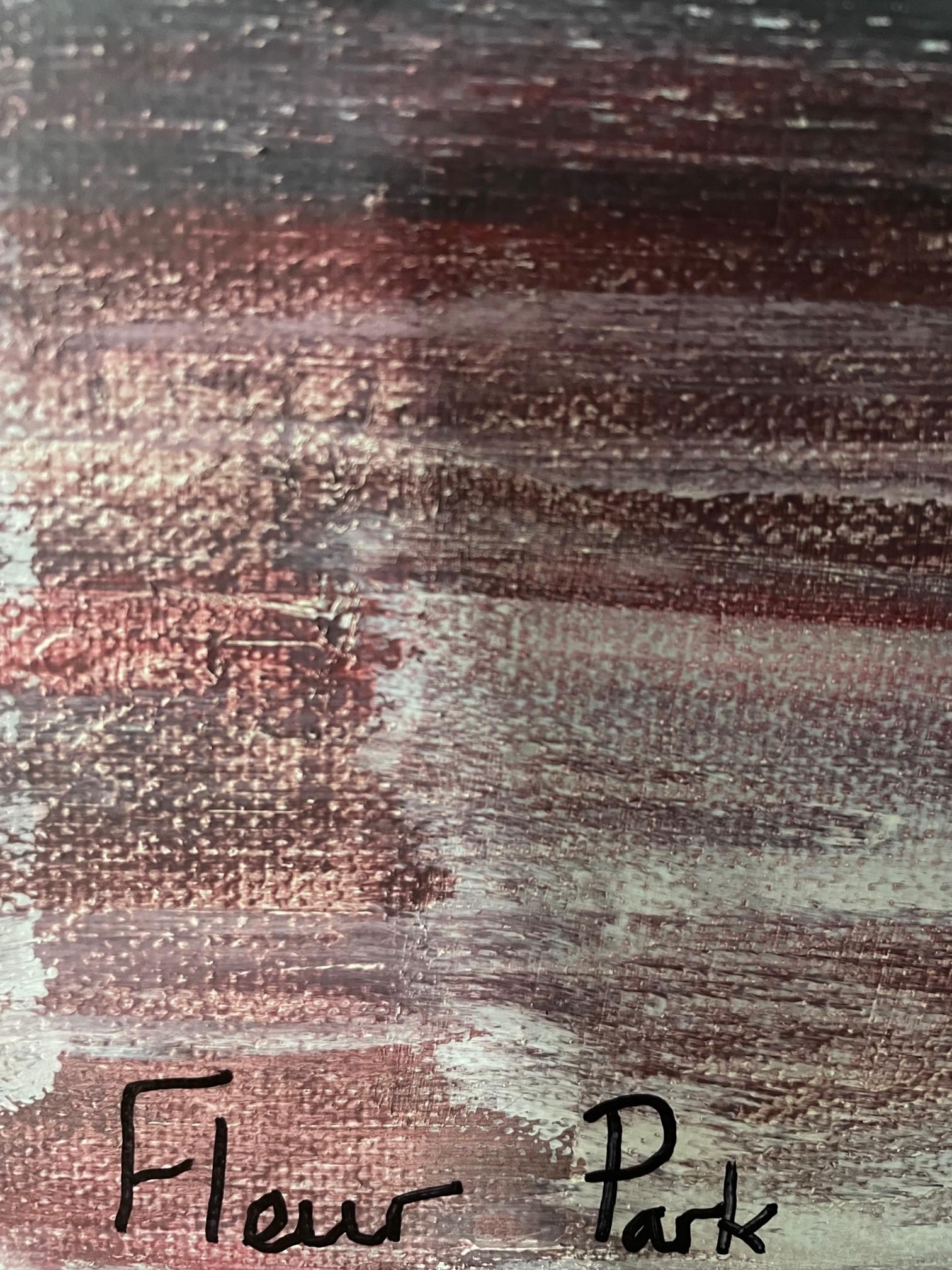 Herbst-Sonnenaufgang und drei Gefäße Diptychon, Gemälde im abstrakten Stil (Grau), Abstract Painting, von Fleur Park