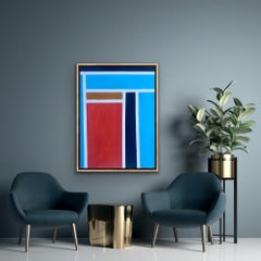 Blue and Orange Space 2 by Fleur Park, Original painting, Abstract art