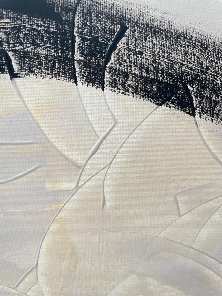 Formación de círculos by Fleur Park, Cuadro abstracto, contemporáneo, arte original - Abstract Painting Gris de Fleur Park 