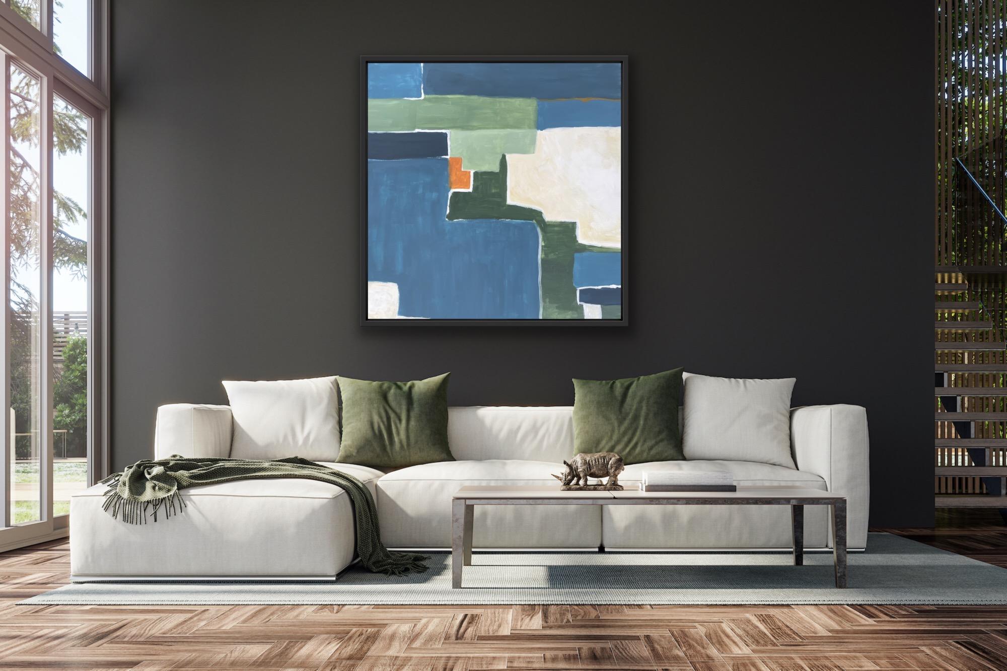 Sogno italiano, Pittura originale,  Contemporaneo, Arte astratta, Blue Greene & Greene - Painting di Fleur Park 