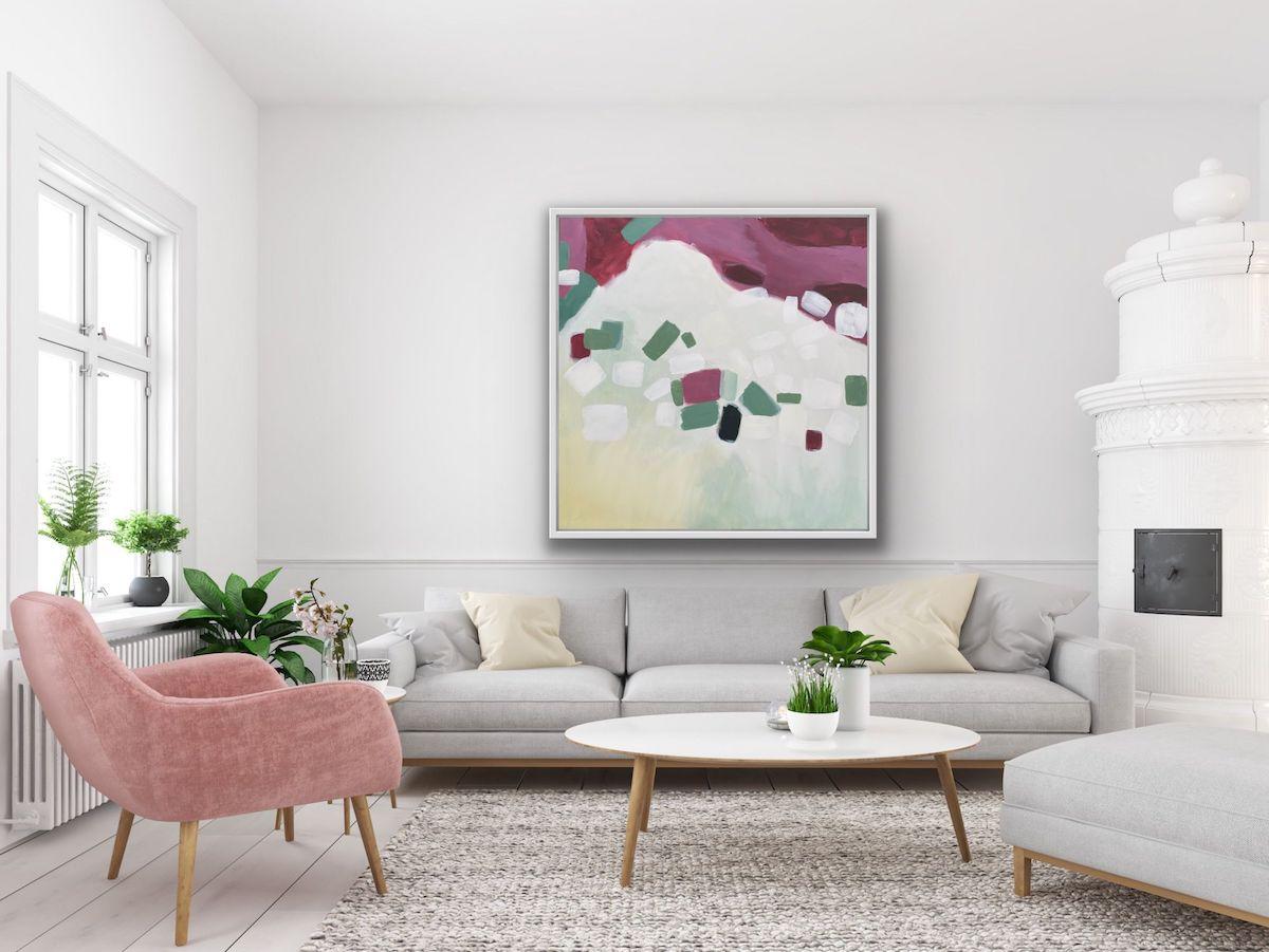 Pink Coastal Reflections, Fleur Park, Contemporary art, Original art - Painting by Fleur Park 