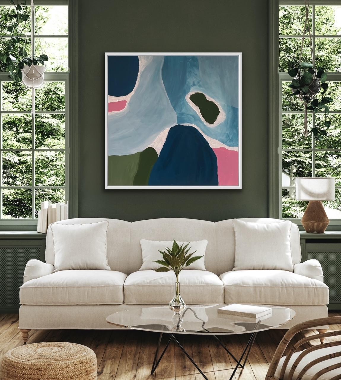 Green, Pink and Blue Formation - Painting by Fleur Park
