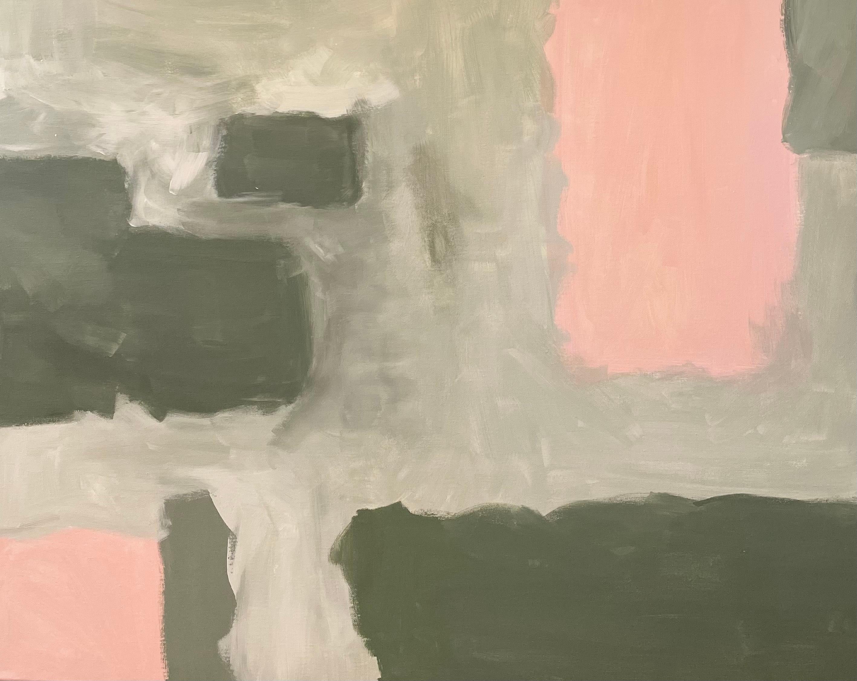 Campos rosas y verdes - Painting Abstracto de Fleur Park