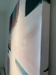 Sage Green abstract city vs landscape, original