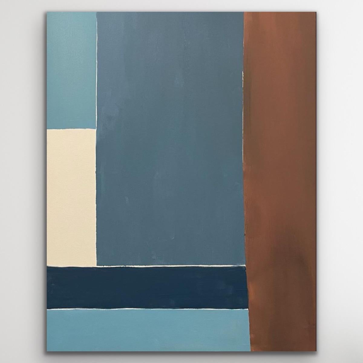 Blaue, geteilte Form II – Painting von Fleur Park