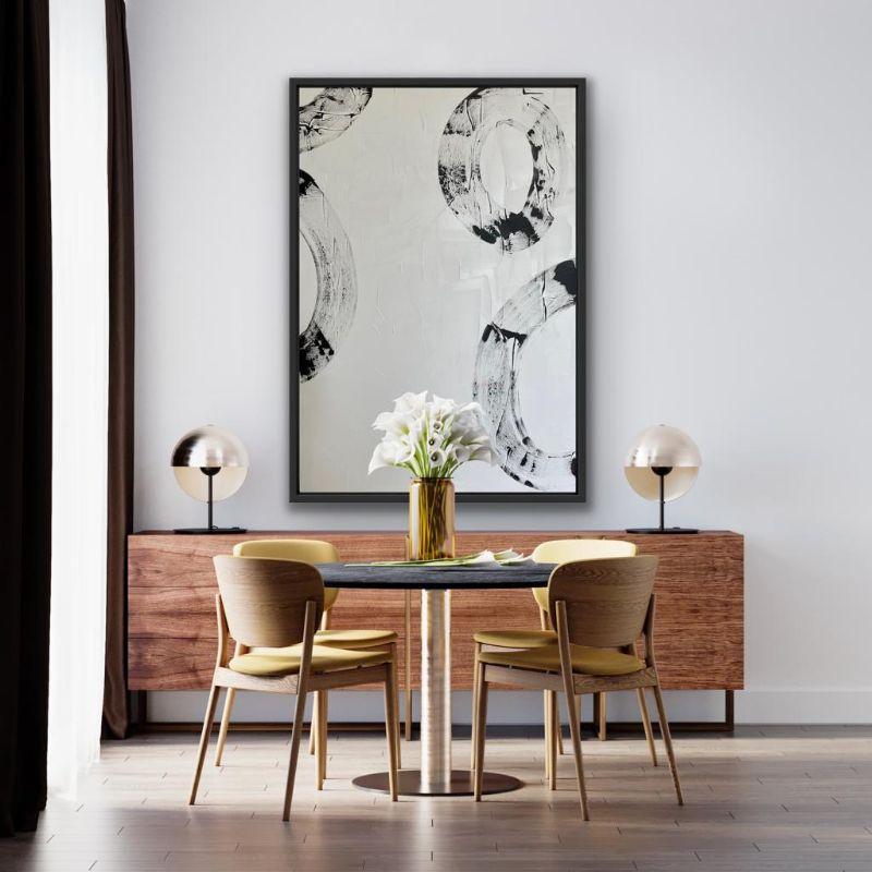 Circle Formation 1, Original painting, Modern, Circle art, monochromatic art - Painting by Fleur Park