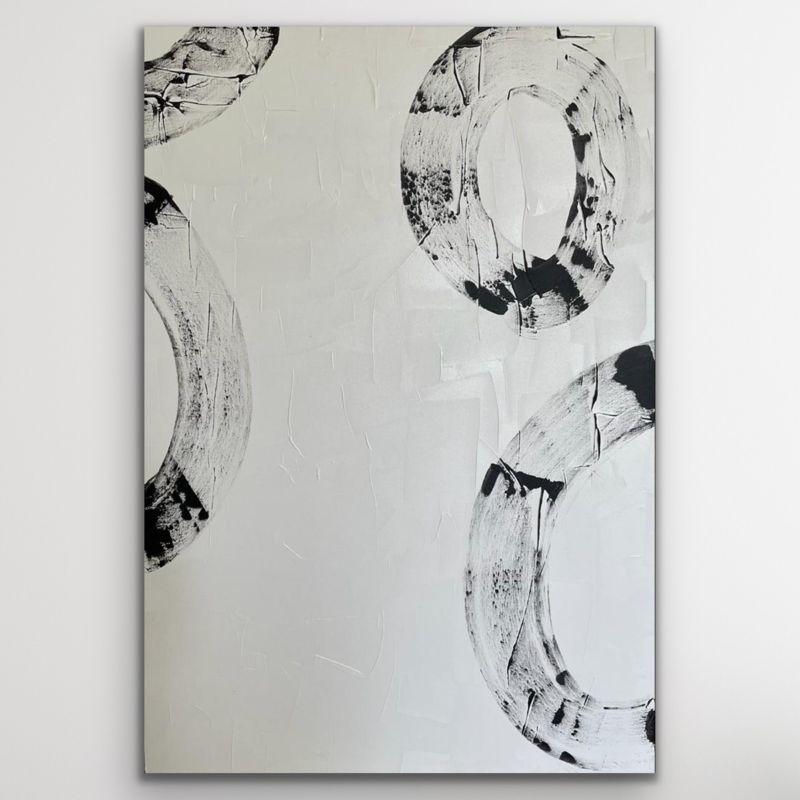 Circle Formation 1, Original painting, Modern, Circle art, monochromatic art - Abstract Painting by Fleur Park